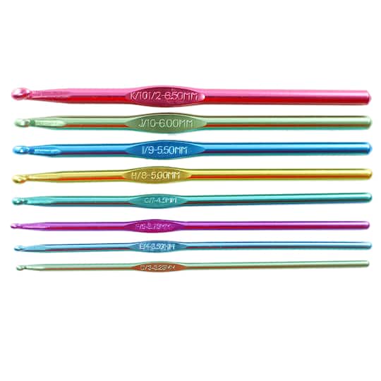 Anodized Aluminum Crochet Hook Set by Loops & Threads®, D-K